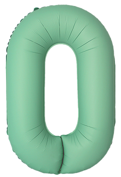 Шар (40''/102см) Цифра, 0 Slim, Мятный, Матовый, 1 шт. в уп.