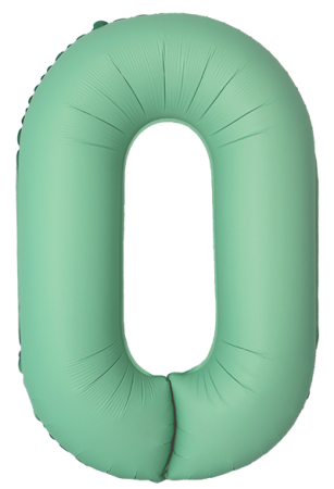 Шар (40''/102см) Цифра, 0 Slim, Мятный, Матовый, 1 шт. в уп.