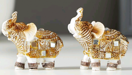 Сувенир полистоун (5,5х5,5х2,2см), "Белый слоник с попоной из арабского ковра", МИКС, 1 шт.