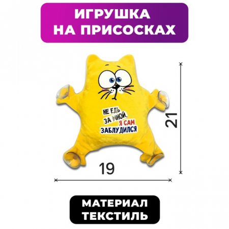 Автоигрушка на присосках "Не едь за мной, я заблудился", котик, 1 шт.
