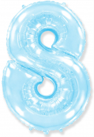 Шар (40''/102см) Цифра, "8", Голубой, в упаковке, 1 шт.