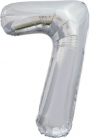 Шар (40''/102см) Цифра, 7, Slim, Серебро, 1 шт.