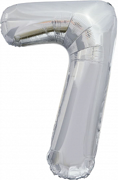 Шар (40''/102см) Цифра, 7, Slim, Серебро, 1 шт.