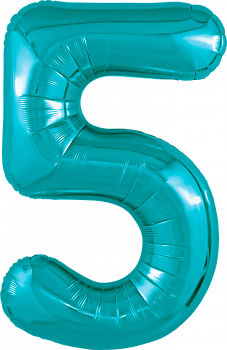 Шар (40''/102см) Цифра, 5 Slim, Океан, 1 шт. в упак.