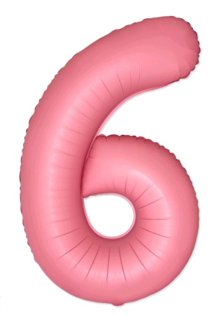Шар (40''/102см) Цифра, 6 Slim, Светло-розовый, Макарунс, 1 шт. в уп.