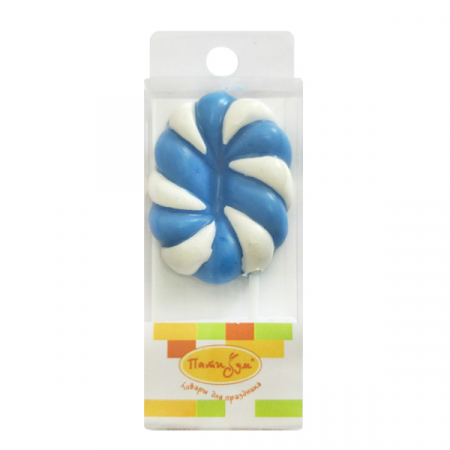 Свеча Цифра, 0, Леденец голубой 4,8см, 1шт.