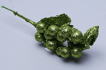 Бутоньерка новогодняя, 22 см, зеленая, 1 шт.