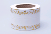 Лента золотая полоса траур (80мм*50м), виноградный лист, белый, 1 шт.