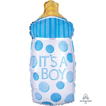 Шар (23"/58см) Фигура, Бутылочка IT'S A BOY, 1 шт.