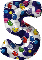 Шар (32"/81см) Цифра "5" Космонавтики в упаковке, 1 шт.