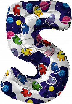 Шар (32"/81см) Цифра "5" Космонавтики в упаковке, 1 шт.