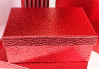 Коробка-куб (10,5*10,5см), Текстура кожи, Красный, Металлик, 1 шт.
