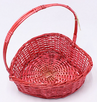 Корзина плетеная "Сердце" (ива), (37,5x37,5x12/36см), красная, 1 шт.