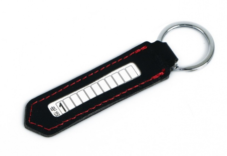 Брелок для ключей с номером телефона, искуственная кожа, черный, 1 шт.