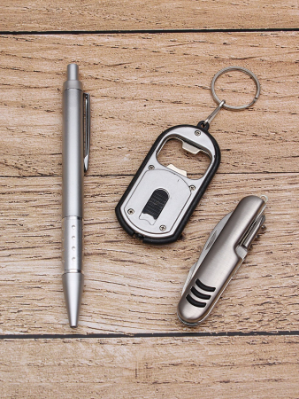 Набор подарочный 3 в 1 "Настоящему мужчине" (ручка, LED брелок-фонарик, нож), 1 шт.