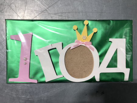 Надпись "1 год" с рамкой для фото (28*0,3*15) МДФ 3мм, Белый-розовый, 1 шт. (уценка)