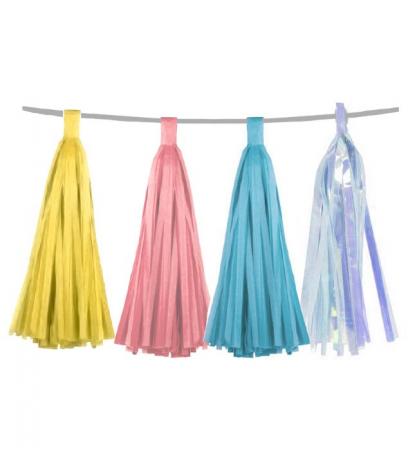 Набор гирлянд "Тассел" ассорти макаронс (нежно-розовый, желтый, голубой, перламутр), 20 шт.
