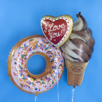 Шар (32''/81 см) Фигура, Мороженое, Вафельный стаканчик, Шоколадный/Крем-брюле, 1 шт.