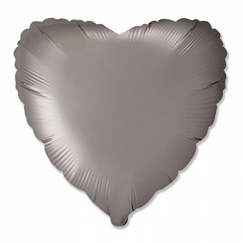 Шар (18"/46см) Сердце, Стальной бежевый, Сатин, 1 шт.