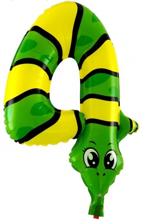 Шар с клапаном (16''/41см) Цифра, 4 Змея, 1 шт.