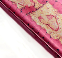 Плёнка металлизированная (50*70см), Сердца в розах, Розовый, 1 шт.