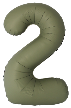 Шар (40''/102см) Цифра, 2 Slim, Оливковый, Матовый, 1 шт. в уп.