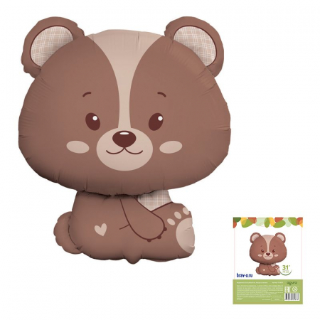 Шар (31"/79см) Фигура, Медвежонок, Волшебный лес в упаковке, 1 шт.