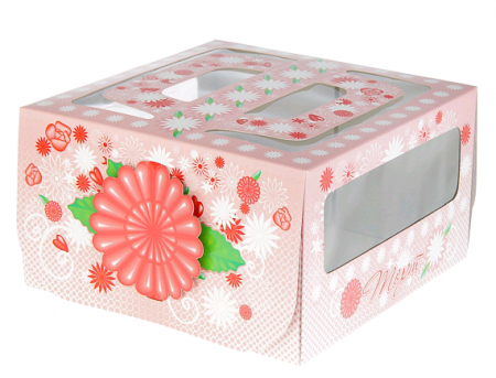 Кондитерская упаковка (21*21*12 см), короб с ручкой, 1 кг, 1 шт.