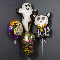 Шар (18''/46см) Круг, Ночь на Хэллоуин, Фиолетовый, 1 шт.