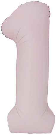 Шар (40''/102см) Цифра, "1" Slim, Пыльная роза, Сатин, 1 шт. в уп.