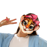 Маска на резинке (29,6*31 см), Тигр с бантиком, 1 шт.