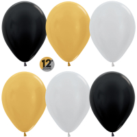 Шар (12''/30см) Ассорти (481/570/580), Металлик, 12 шт.