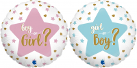Шар (18''/46 см) Круг, Гендер Пати, Голубой/Розовый, 1 шт. (уценка, смотреть описание)