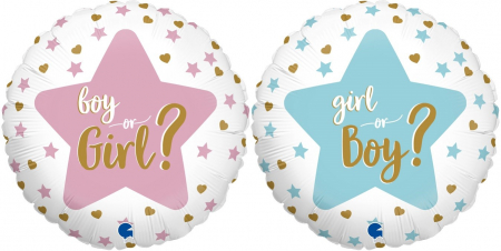 Шар (18''/46 см) Круг, Гендер Пати, Голубой/Розовый, 1 шт. (уценка, смотреть описание)