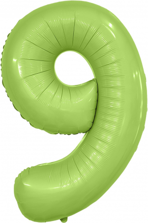 Шар (40''/102см) Цифра, 9 Slim, Фисташка, Сатин, 1 шт. в упак.