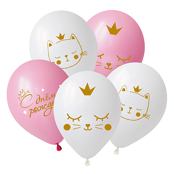 Шар (12"/30см) Котенок принцесса, Ассорти, пастель, 25 шт.