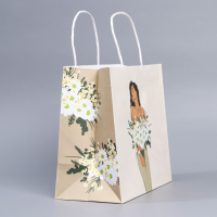 Пакет подарочный (22*25*12см), Счастье в улыбке, Крафт, 1 шт.