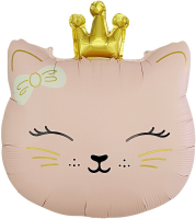 700 Шар (24''/61см) Фигура, Кошечка Принцесса, Розовый, Сатин, 1 шт. в уп.