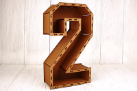 Подарочная упаковка-цифра (17*30*8 см), "2", МДФ 3мм, окрашен. морилкой, Дуб, 1 шт.