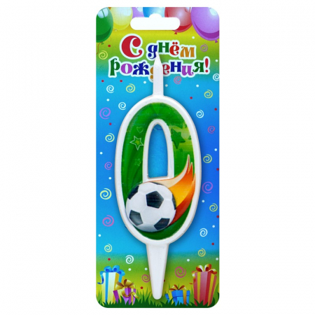 Свеча Цифра "0", Футбольный мяч, 1 шт.
