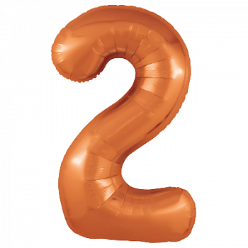 Шар (40''/102см) Цифра, 2 Slim, Папайя, 1 шт. в упак.