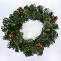 Новогодний венок, Элитный пышный с шишками, 45 см, 1 шт.