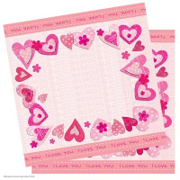 Салфетки (33*33см), Сердечки I love you, 20 шт.
