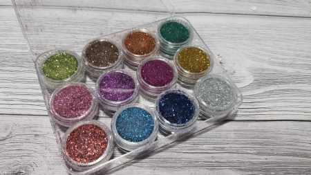 Глиттер в баночке, Ассорти, 12 шт.