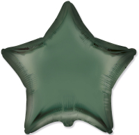 Шар (18"/46см) Звезда, Темно-зеленый, Сатин, 1 шт.