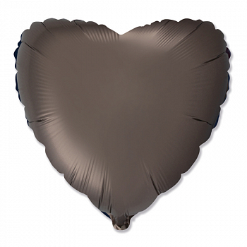 Шар (18"/46см) Сердце, Кофейный, Сатин, 1 шт.