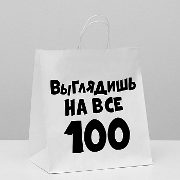 Пакет подарочный (31*19,5*34см), Выглядишь на все 100, 1 шт.