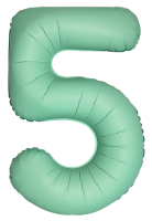 Шар (40''/102см) Цифра, 5 Slim, Мятный, Матовый, 1 шт. в уп.