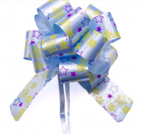 Бант-шар (2,5см) с рисунком (звёздочки), Синий, 1 шт.