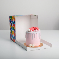 Коробка для торта «С днем рождения!» 30*30*19 см, 1 шт.